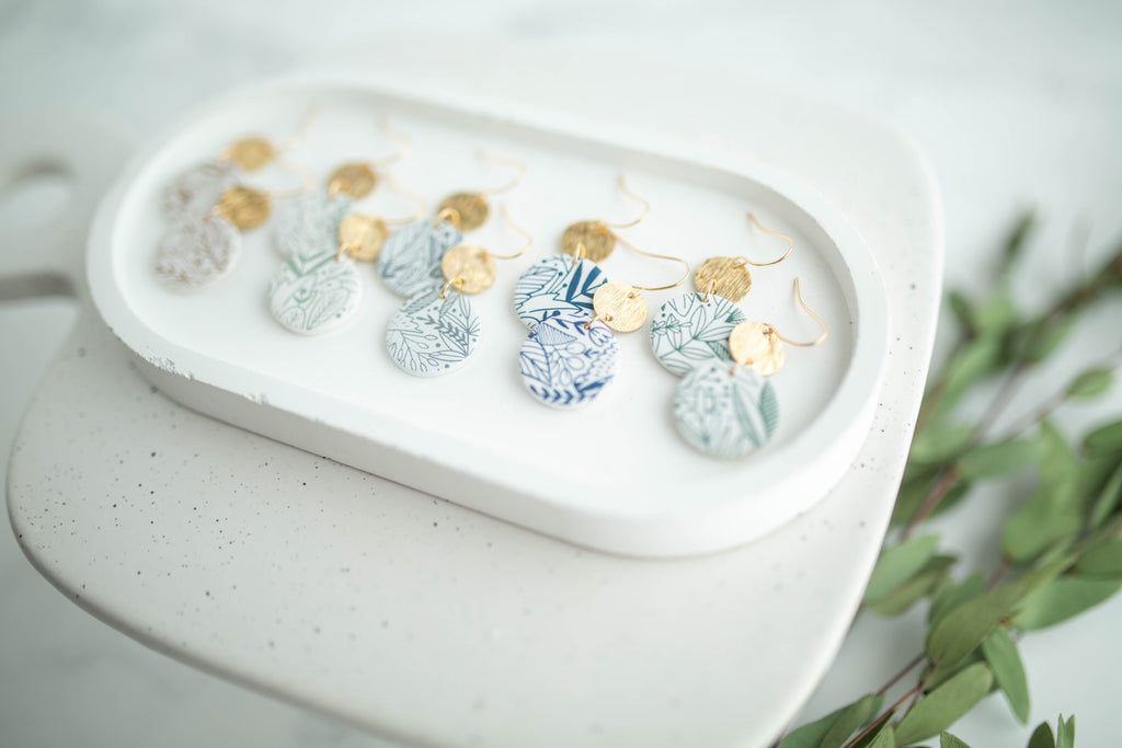 Clay Earrings | Flora Circle Dangles | Earth+Sky Collection