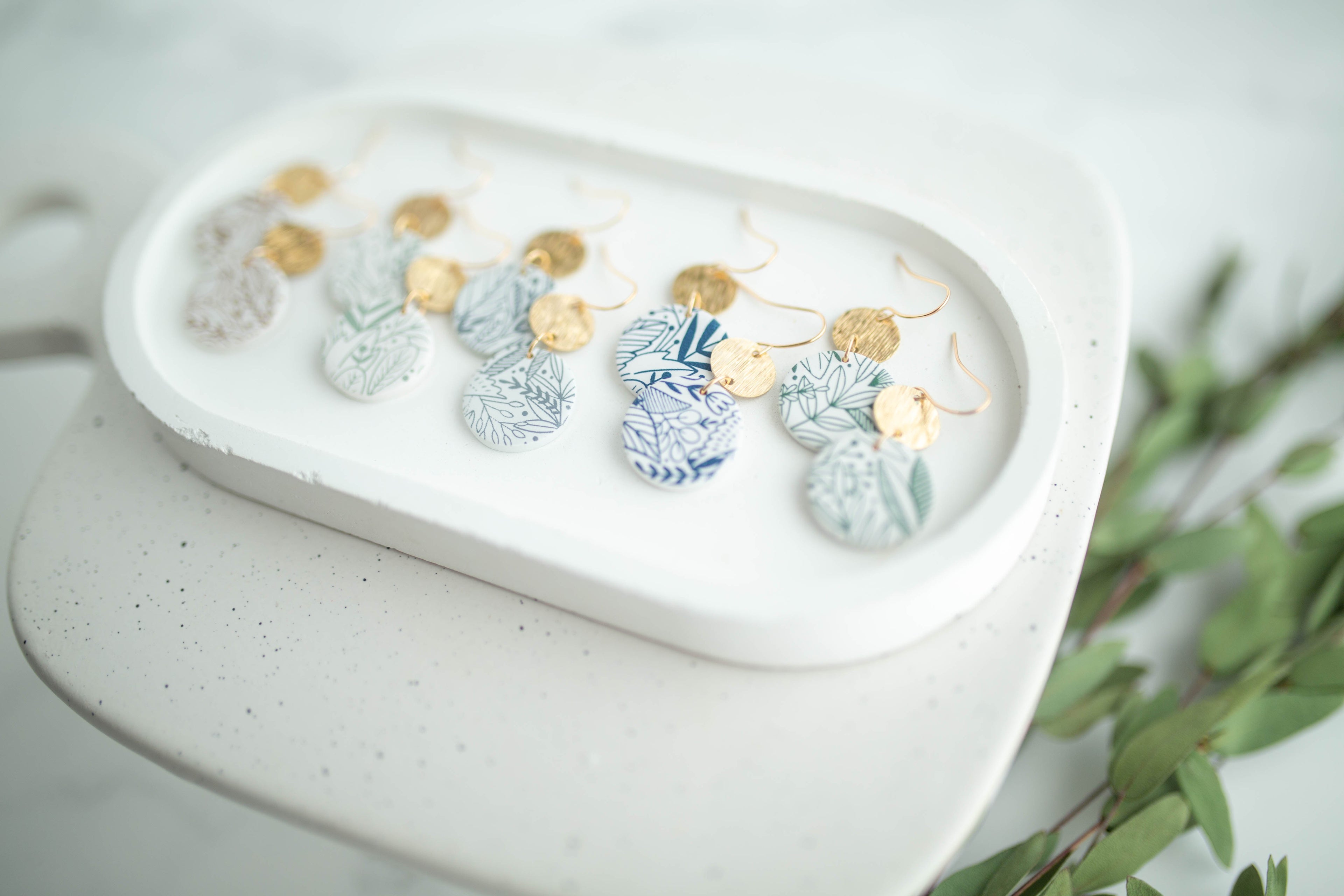 Clay Earrings | Flora Circle Dangles | Earth+Sky Collection